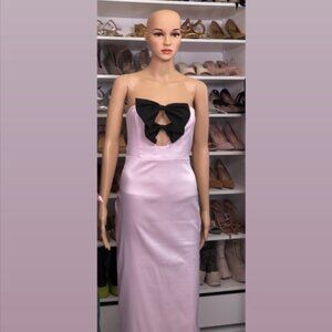 AKIRA TAKE A BOW SATIN MIDI DRESS